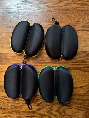 Set of 4 Black Hard Shell Sunglasses Cases with Colored Trim